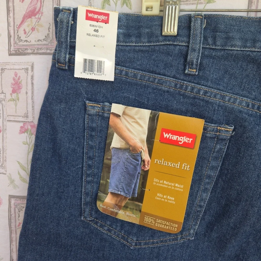 VTG‎ NWT Wrangler Men's Relaxed Fit Denim Shorts Blue 5-Pocket Cotton Size 46
